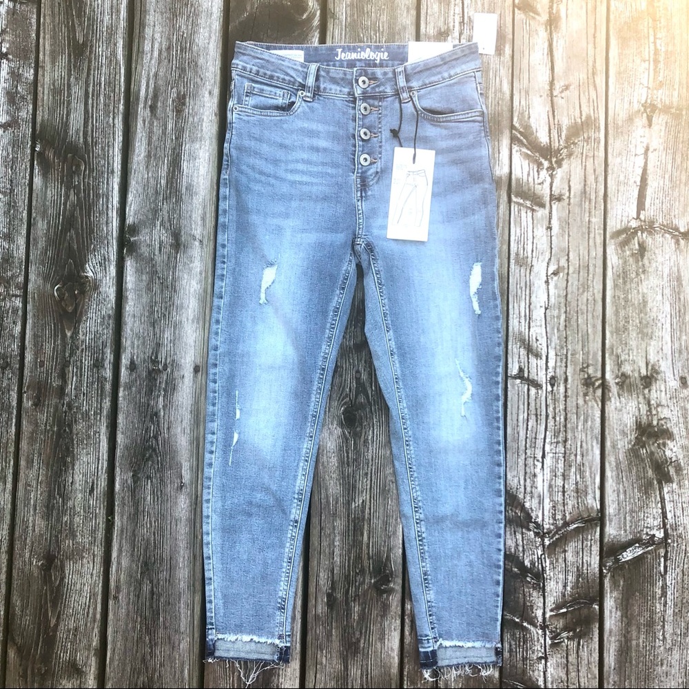 Jeanologie high waisted cropped jeans stretchy size 5